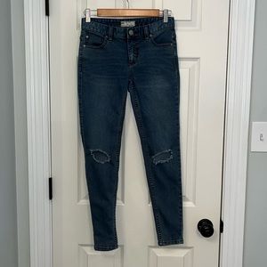 Free People Medium Wash‎ Medium Rise Distressed Skinny Jeans Size 25 Stretch